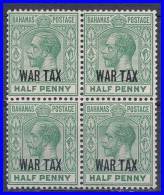 BAHAMAS 1918 WAR STAMP/GEORGE V SC#MR6//SG#96 BLK OF 4 MNH CV.£14 (D0134) - 1859-1963 Crown Colony