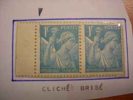 N° 650 Iris 1fr Neuf ** Variété Filet Supplémentaire Tenant à Normal - Unused Stamps