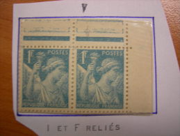 N° 650 Iris 1fr Neuf ** Variété 1 Et "f" Relié  Tenant à Normal - Unused Stamps