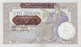 SERBIA,100 DINARA 1941,Ro.601,P.27,UNC,GERM ANY OCCUPATION,WM KING ALEXANDER,SEE SCAN - Serbia