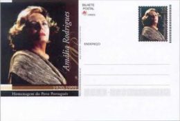 Portugal Amália Rodrigues Chanteuse De Fado Entier Postal Traditional Fado Singer Stationery - Cantantes