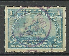 USA 1898 Documentary Revenue Stamp Stempelmarke 1 C. Der Schiff Ship O - Oficial