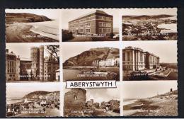 RB 945 - Real Photo Multiview Postcard - Aberystwyth Technical College & University Buildings - Library - Wales - Cardiganshire