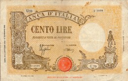 Italy, 100 Lit.,grande "B" 8.10.1943,67a,(23.08.1943 - 11.11.1944), Signatures: Azzolini & Urbini,as Scan - 100 Lire