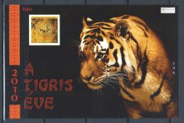 Hungary 2010. Animals - The Year Of The Tiger - Special Sheet (commemorative Sheet) Face Value: 500 HUF (1.85 EUR) - Hojas Conmemorativas