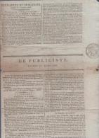 LE PUBLICISTE 01 02 1808 - AUGSBOURG - FRANCFORT - LONDRES - NAPLES - SUEDE STRALSUND - - 1800 - 1849