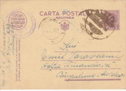 FROM SLATINA TO CIMPULUNG, CENSORED, MILITARY POSTCARD, 1939, ROMANIA - 2. Weltkrieg (Briefe)