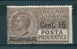 1924 PNEUMATICA SOPRASTAMPATO,  15 Su 10 C. NUOVO - Poste Pneumatique