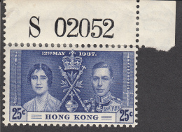 Hong Kong 1937  25c  Coronation  SG139  MH - Nuovi