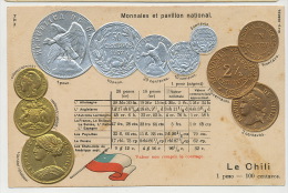 Le Chili Monedas De Plata Y Oro Relieve Chilean Coins Silver And Gold Embossed - Chili