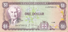 BILLETE DE JAMAICA DE 1 DOLLAR DEL AÑO 1990   (BANKNOTE) - Jamaica