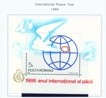 ROMANIA - 1986  Peace Year Miniature Sheet  Unmounted Mint - Ongebruikt