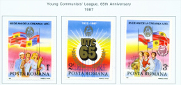 ROMANIA - 1987  Communist Youth Union  Mounted Mint - Unused Stamps