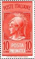 ITALIA REPUBBLICA ITALY REPUBLIC 1958 PNEUMATICA TESTA DI  MINERVA LIRE 10 MNH - Poste Exprèsse/pneumatique