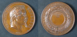 Superbe Médaille De Napoléon III Lauré De 1864 à Évreux / BARRE Graveur - Professionals/Firms