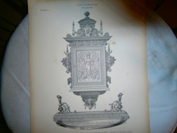 PLANCHE L ART ET L INDUSTRIE PETITE ARMOIRE POUR RENFERMER LES CLEFS ANNEE 1882 - Otros Planes