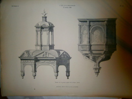 PLANCHE L ART ET L INDUSTRIE CHAIRE DE LA GRANDE EGLISE DE LA HAYE ANNEE 1886 - Otros Planes