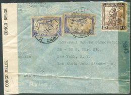 BELGIUM CONGO TO USA Air Double Censored Cover LUPUTA Cancellation - Lettres & Documents