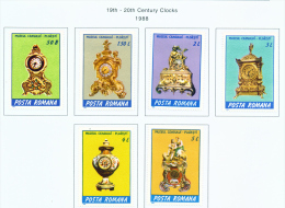 ROMANIA - 1988  Clocks  Mounted Mint - Ongebruikt