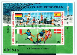 ROMANIA - 1988  European Football Miniature Sheet  Unmounted Mint - Ongebruikt