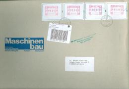 Schweiz 1999 Automatenmarken Brief Olympia-Verlag AG Zürich Label Frachtzentrum Speyer Brief Nach Deutschland - Timbres D'automates