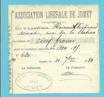ASSOCIATION LIBERALE DE JUMET   1884  (3199) - 1800 – 1899