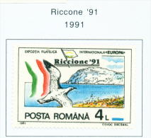 ROMANIA - 1991  Stamp Exhibition Italy  Mounted Mint - Neufs