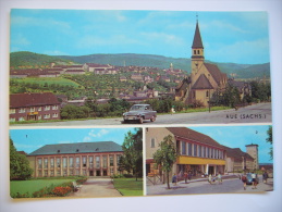 AUE (Sachs.)  Kulturhaus "Ernst Thälmann", Kaufhaus Und Oberschule Panorama Alte Auto Old Car Skoda 1970s Unused - Aue