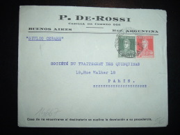 LETTRE POUR LA FRANCE TP 10C + 5C OBL. HOROPLAN 11 ABR 33 BUENOS-AIRES + GIULIO CESARE + P. DE-ROSSI - Lettres & Documents