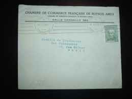 LETTRE POUR LA FRANCE TP 4C OBL.MEC. 14-7-939 BUENOS-AIRES + CHAMBRE DE COMMERCE - Covers & Documents