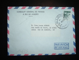 LETTRE PAR AVION POUR LA FRANCE TP 12,00 ANANAS OBL. 29 DEZ 81 RIO DE JANEIRO + CONSULAT GENERAL DE FRANCE - Cartas & Documentos