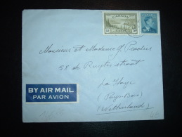 LETTRE PAR AVION POUR LES PAYS-BAS TP 10C + 5C OBL. 15 DE 15 49 MONTREAL - Brieven En Documenten