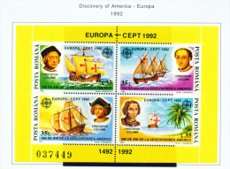 ROMANIA - 1992  Europa Miniature Sheet  Unmounted Mint - Nuevos