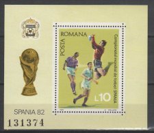Romania 1981. Football - Soccer Spain Sheet MNH (**) Michel: Block 184 / 4 EUR - Unused Stamps