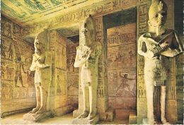 ABU SIMBEL - Hypostyle Hall In The Great Temple, Salle Des Piliers Dans Le Grand Temple - Circulée En 1975, 2 Scans - Temples D'Abou Simbel