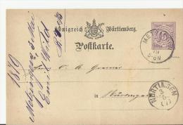 =WUTTEMBERG GS 1879 METZIGEN - Enteros Postales