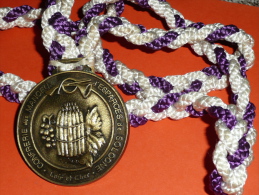 Rare Médaille En Bronze, Confrérie Des Mangeux D'Esparges De Sologne Asperges, Loir-et-Cher Trompe Fusil De Chasse Cor - Professionals / Firms