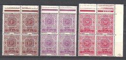 1947-52  Ma.   N° Tx 53 à 55  Nf**. Bloc 4 Timbres Bord De Feuille. - Strafport