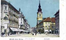 GRAZ. Gruss Aus.....Herrengasse. Posted For TRIESTE 1900. - Graz