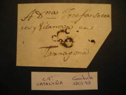 CAMBRILS Tarragona 1803 - 1848 Front Frontal Letter PREPHILATELY Catalonia Spain España - ...-1850 Voorfilatelie