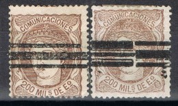 Dos Sellos 200 Mils Alegoria 1870, Barrados, Num 109s Y 109as º - Unused Stamps