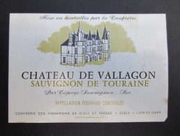 ETIQUETTE DE VIN (M55) SAUVIGNON DE TOURAINE (2 Vues) Château De Vallagon - Blancs