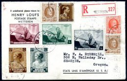 BELGIUM TO USA Registered Cover 1938 VF - Covers & Documents