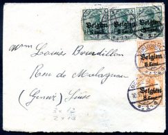 BELGIUM GERMANY OCCUPATION TO SWITZERLAND Cover VF - Covers & Documents