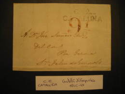 CASTELLO EMPURIES 1802 1844 To Sant Feliu De Guixols Front Frontal Letter Ampurias PREPHILATELY Catalonia Spain Espa&nti - ...-1850 Prefilatelia