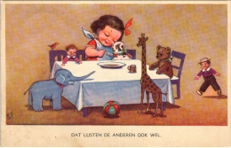 Teddy Bear Bär  Enfant Poupee Elephant Chien Girafe Signe   Cpa. Old Postcard 1953 - Ours