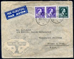 BELGIUM TO USA Air Mail Cover 1948 VF - Covers & Documents
