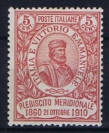 Italy: 1910  Mi 97 MH/*, Sa 89 - Nuevos