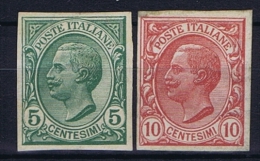 Italy: 1906  Mi 88/89 MH/*, Sa 81/82 Non Dentellati  Imperforated - Mint/hinged