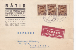 341 Op Kaart Per EXPRES Met Stempel BRUXELLES - 1931-1934 Quepis